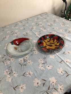 Two Glass Bowls Both $10 Or One Each $ $6 