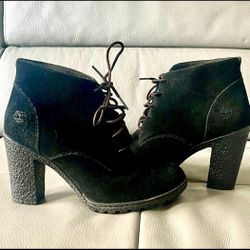 Womens Timberland Tillston Chukka Boot 3" Heel Black Suede - Sz 6.5