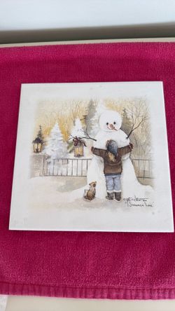 Pat Richter Snowman love trivet