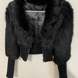 Bebe Furry Jacket - Black- Size: Small