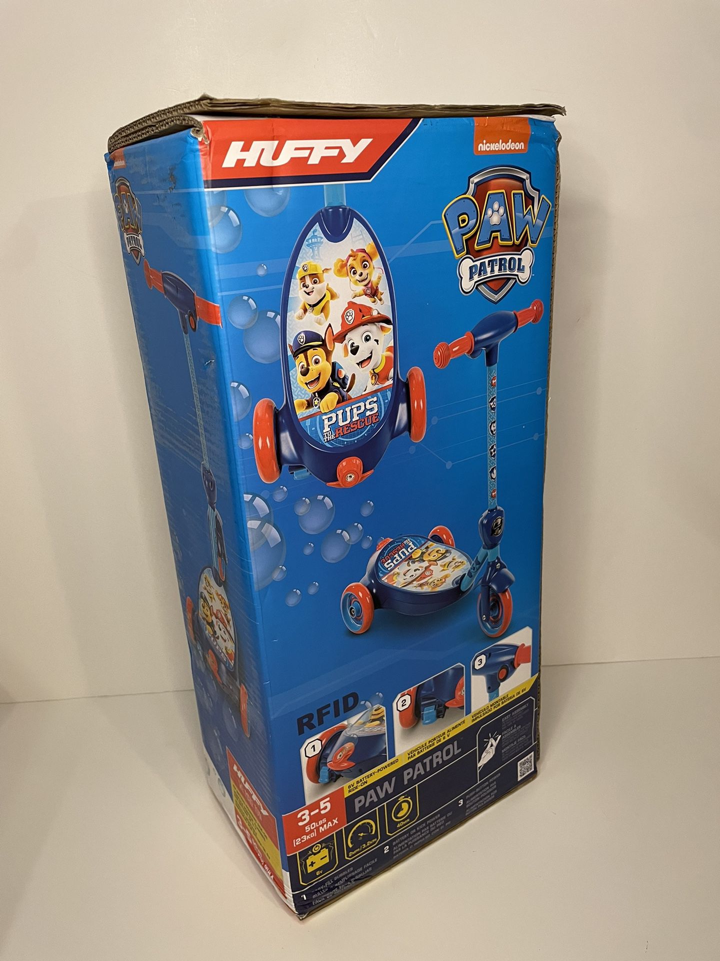 Paw patrol huffy bubble blowing electric scooter