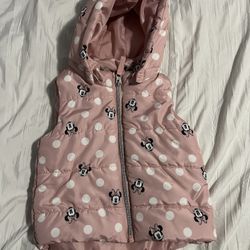 Disney Minnie Mouse Puffer Vest Hooded With Ears 