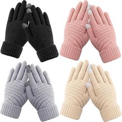 Trifabricy Womens Winter Gloves - Warm Soft Touchscreen Winter Gloves for Women, Elastic Cuff Knit Gloves for cold weather