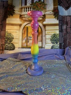 Custom Designed/ Painted Rainbow Candle Holder