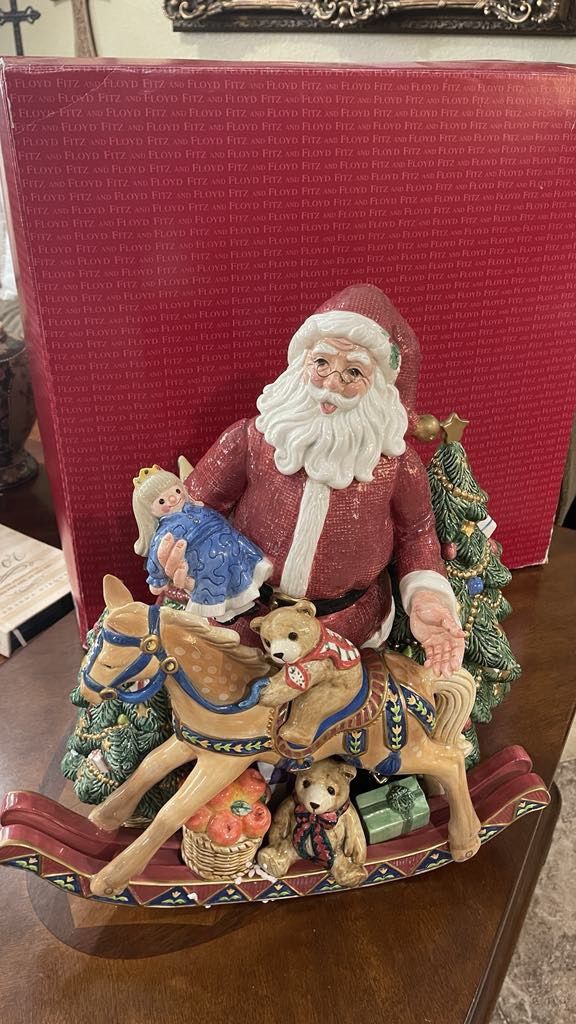 RARE VINTAGE FITZ & FLOYD OLD FASHIONED CHRISTMAS 18" TALL SANTA FIGURE MINT