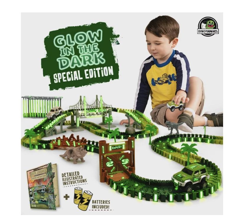 Dinosaur Toys for Boys Race Car Track Set | Dinosaurs STEM Vehicle Playsets for Kids Toddler Ages 3 4 5 6 7 8 Year Olds