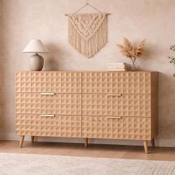 6 Drawer Dresser with Diamond Pattern,  Storage Cabinet TV Stand,  G-2