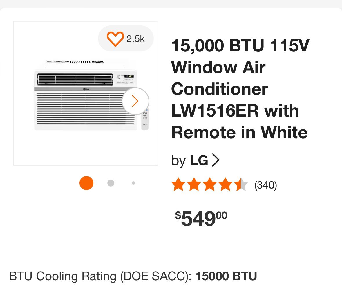 LG.   Air Conditioner 15000 Btu 