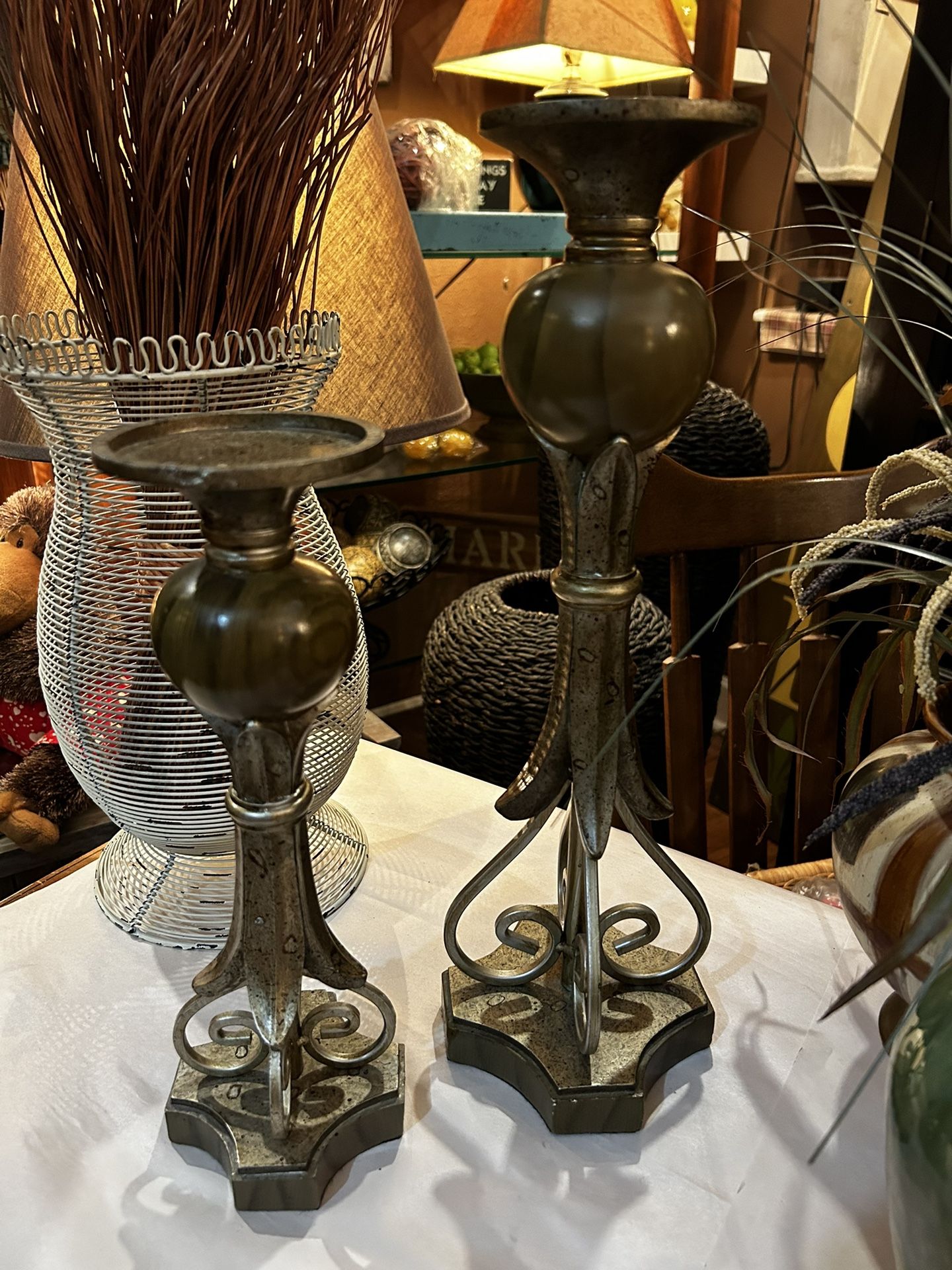 Weighted Pair Of Candle Holders 