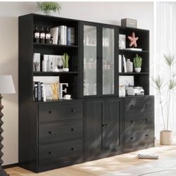 Brand New In Box Black Wood Bookshelf/Cabinet