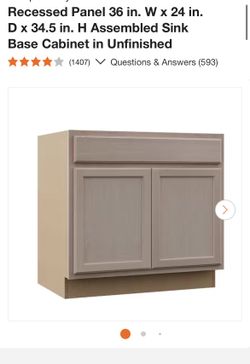 36 In Kitchen Sink Cabinet Unfinished 