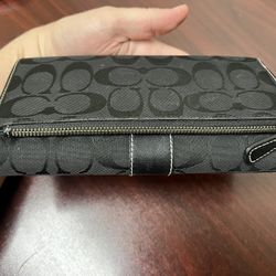 Coach Y2K Black monogram trifold wallet