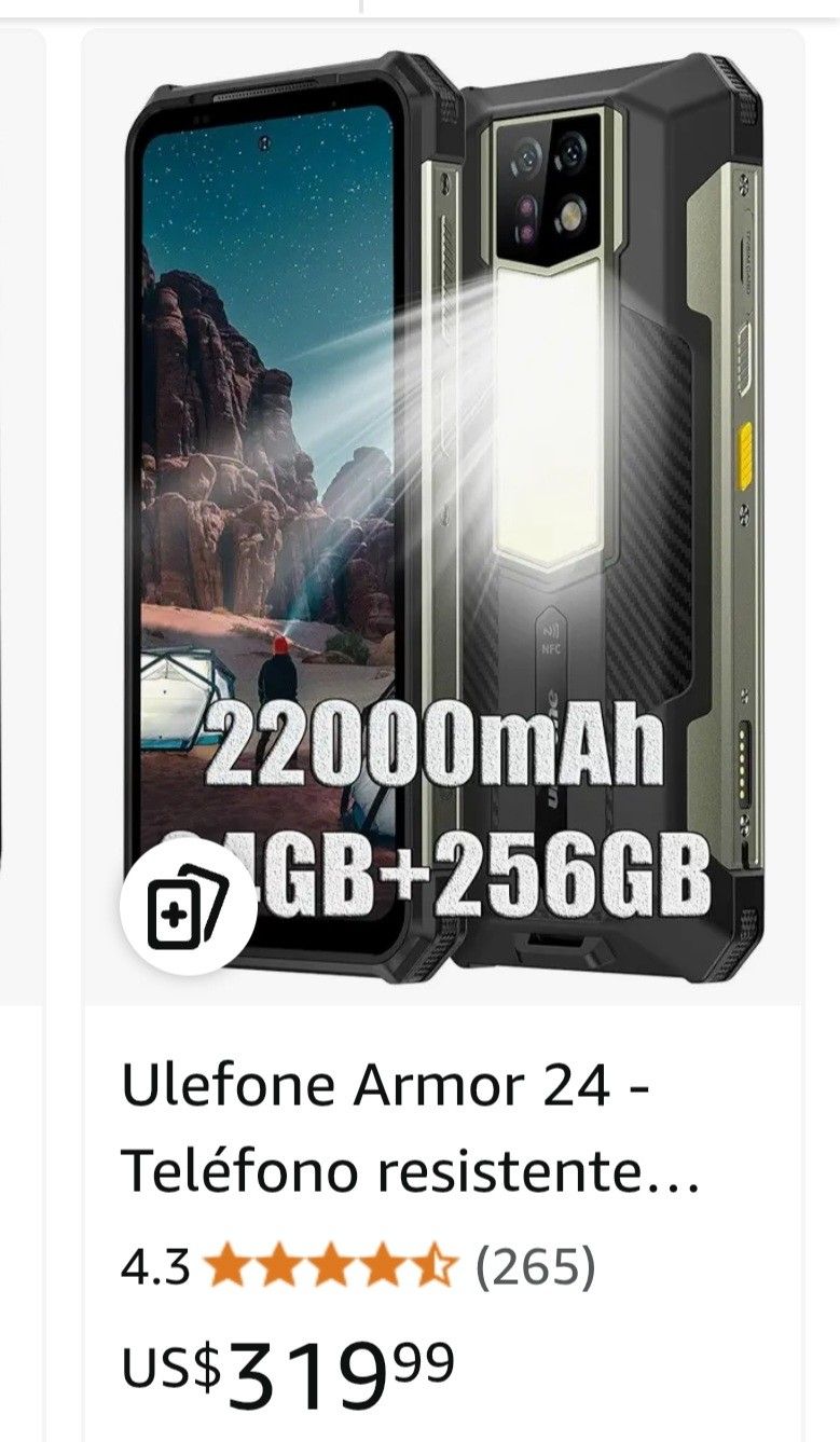 Ulefone Armor 24 - Unlocked Rugged Phone, 22000mAh 66W Big Battery, 24GB+256GB Android 14 Waterproof Smartphone, 6.78 Inch FHD+, 64MP IR Night Vision 
