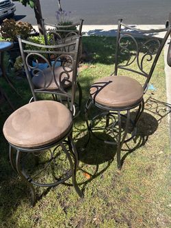 3 Brown 30-in H Bar height Upholstered Swivel Metal Bar Stools