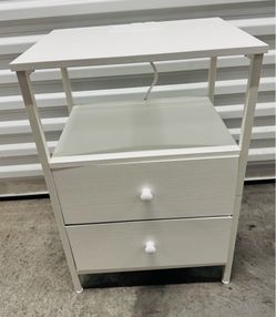 Brand New White Nightstand End Table w/ 2 Fabric Drawers & Charging Station $20 pick up in 34746