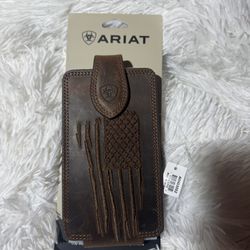ARIAT Stitched USA Flag Leather Cell Phone Case 