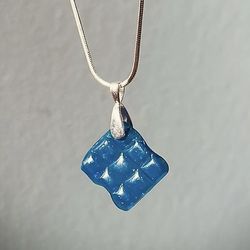 Cobalt blue sea glass tile on 925 Sterling silver necklace $5 FLAT FEE US SHIPPING ✈️