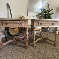 Stunning Vintage French Provincial Side Tables – Raw Wood Finish (Set of 2