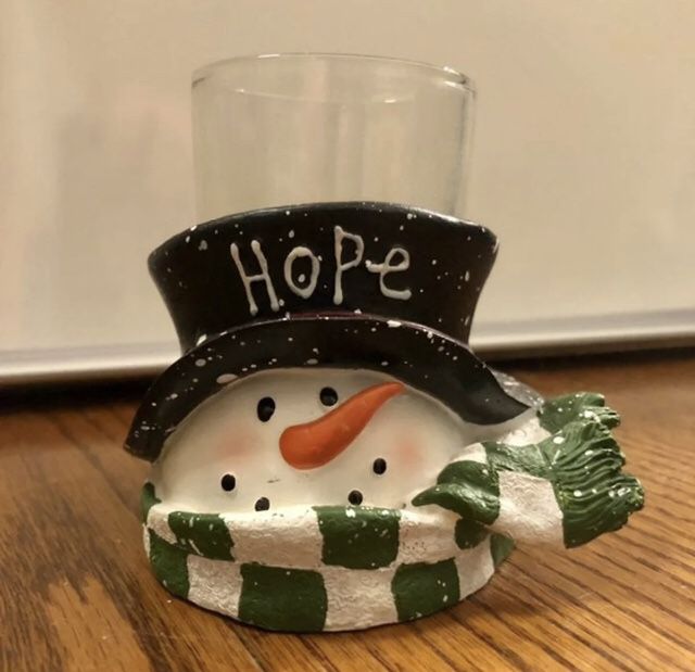 Yankee Candle  “ Hope “ Snowman Hat Votive Candle Holder  Christmas