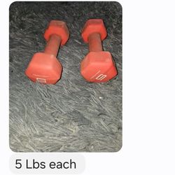 Dumbells  5 Pounds Each Weight  Asking 10.00 For Both
