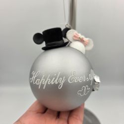 New Disney Parks Glass Happily Ever After- Wedding Hats Mickey Minnie Ornament