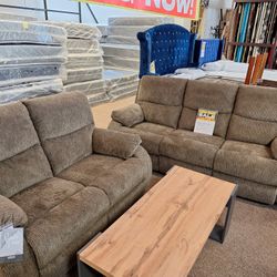 66504.... Sofa And Love Seat Reclinig 