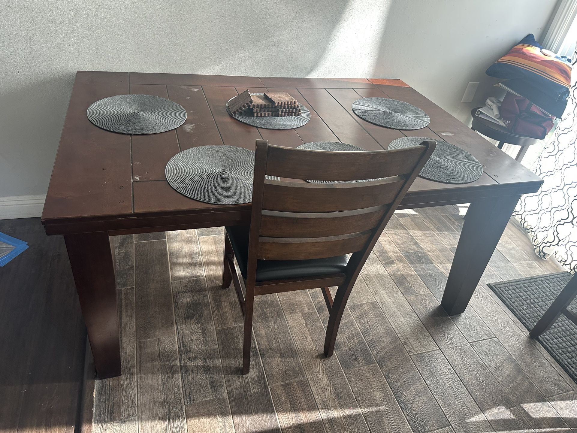 Kitchen Wood Table W/ 5 Chairs