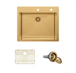 Glacier Bay
25 in. Drop-In Single Bowl 18-Gauge Gold Stainless Steel Kitchen Sink with Accessories