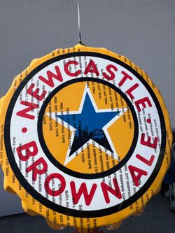 New Castle Brown . Brown Ale Bottle Cap Sign. New