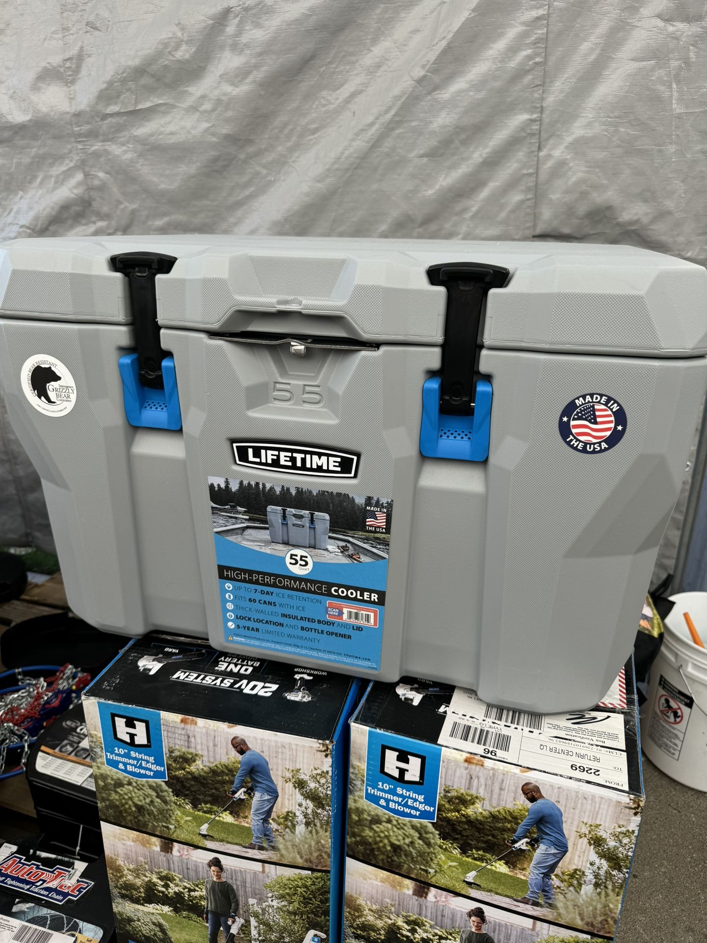 Performance, Ice Retention, Hard Cooler, 60 Can Capacity, Light Gray