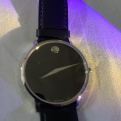 Movado Black Leather Watch