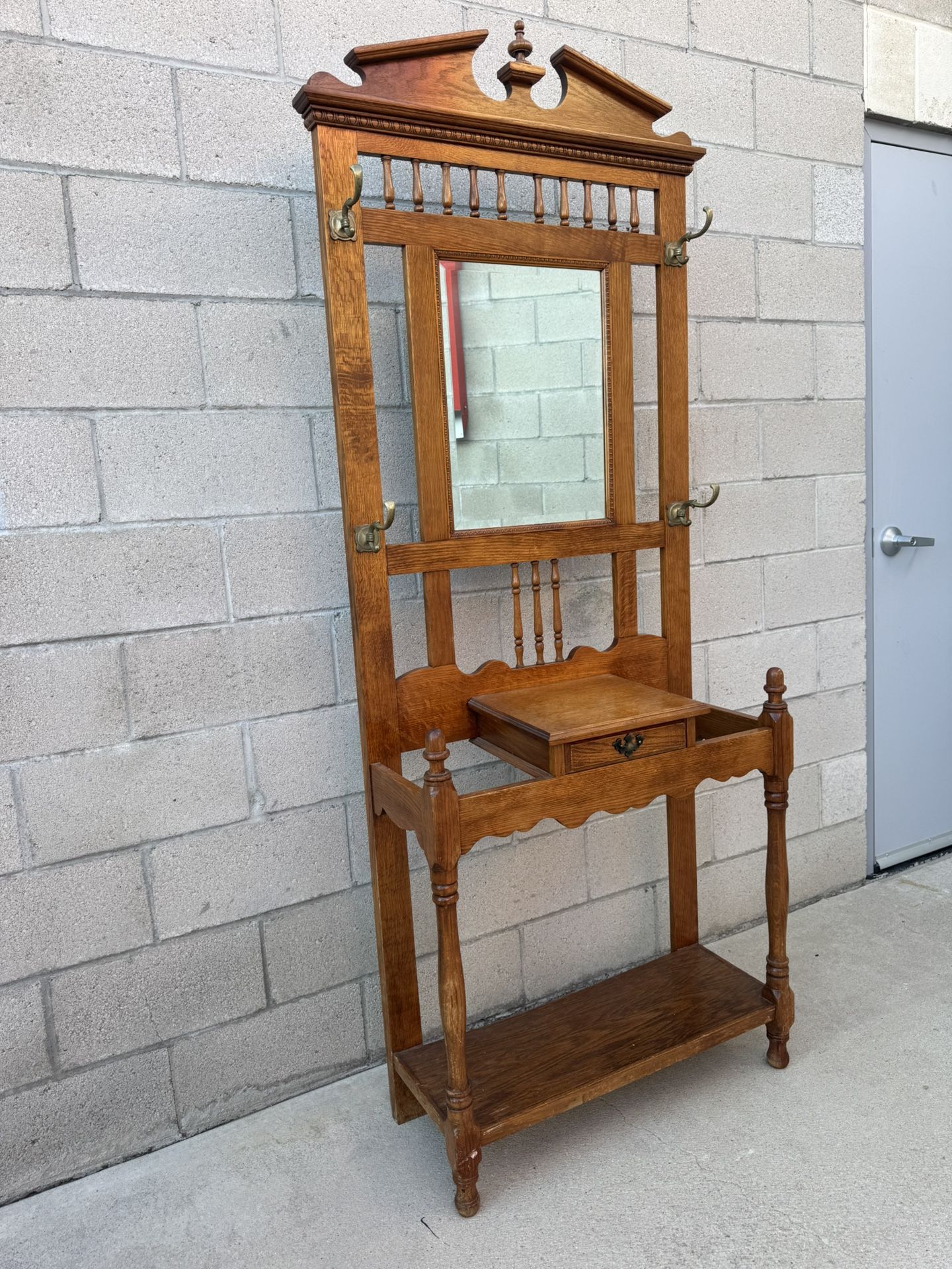 Vintage Oakwood Hall Tree 