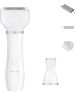 Electric Bikini Trimmer for Women, 3 in 1 Lady Clipper Pubic Hair Groomer Painless Hair Removal Razor Body Shaver Portable Ladies Shaver with 2 Trimme