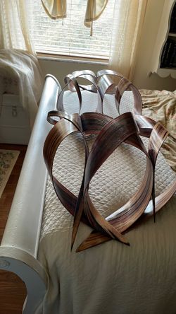 Freeform steam bent hardwood wall sculpture