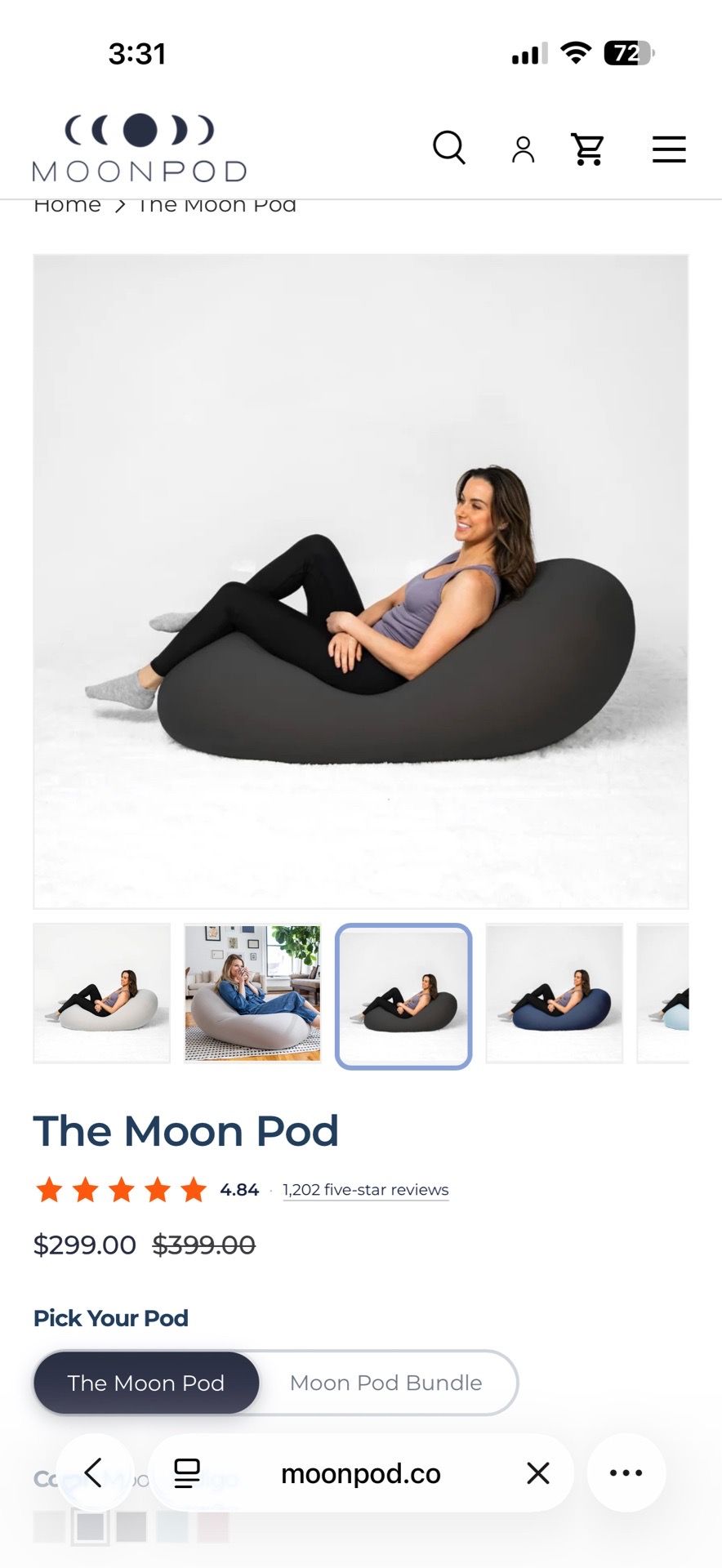 Moon pod and crescent backrest bean bag chair bed