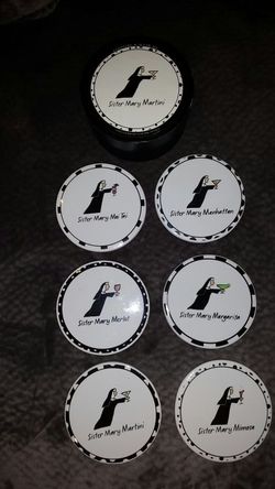 6 pc Coaster Set. Mary Martini design