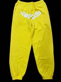 Sp5der Logo Cuffed Sweatpants / Joggers - Yellow