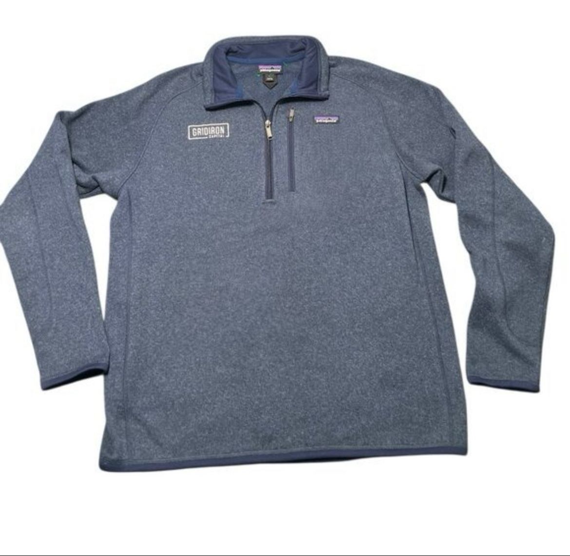 Patagonia Blue Better Sweater Men's Large Gray 1/4 Zip Fleece Lined Long Sleeve