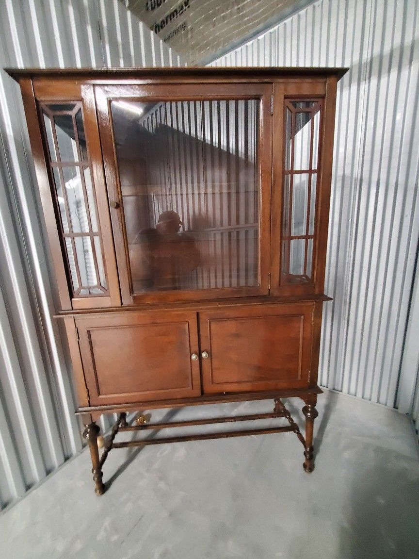 All Wood Antique China Cabinet OBO