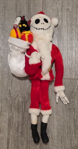 Vintage Disney Parks Nightmare Before Christmas Santa Jack Skellington Plush Doll