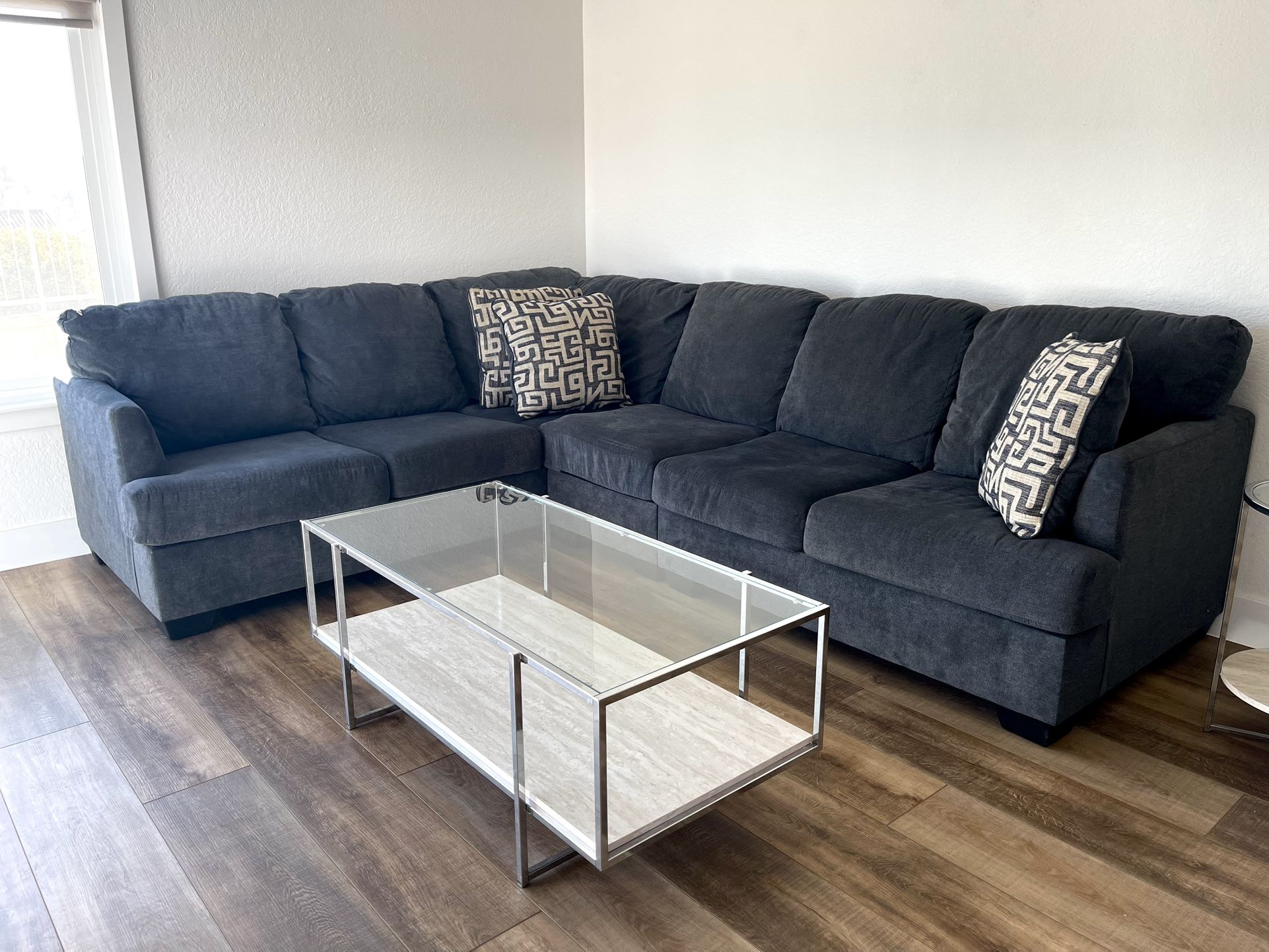 Charcoal Sectional Sofa with Coffee Table