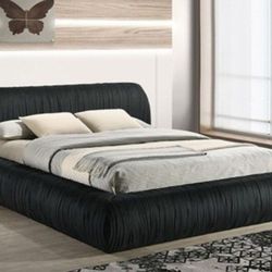 Brand New Black Or Ivory Y Modern Style Queen Size Platform Bed Frame