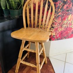 Solid Medium Oak Swivel Counter Height Bar Stool