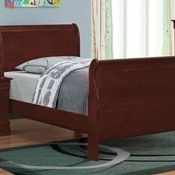 Brand New Red Brown Sleigh Youth Bed