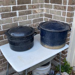 Vintage Metal Pots - Used For Flower Planters - Decor