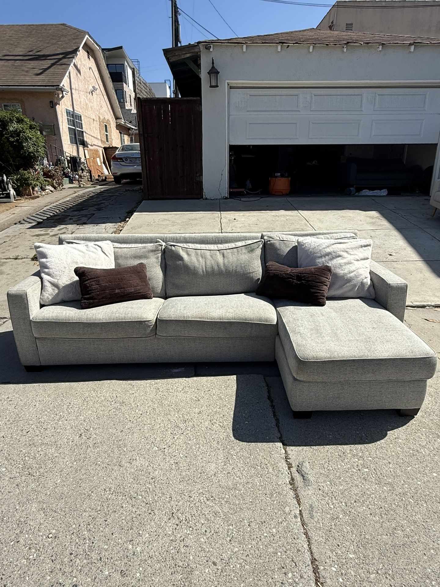 West Elm Sectional W/ Queen Pull Out Bed and Storage Chaise