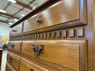  Vintage Wooden 5 Drawer Chest Style Dresser with Paneled Details