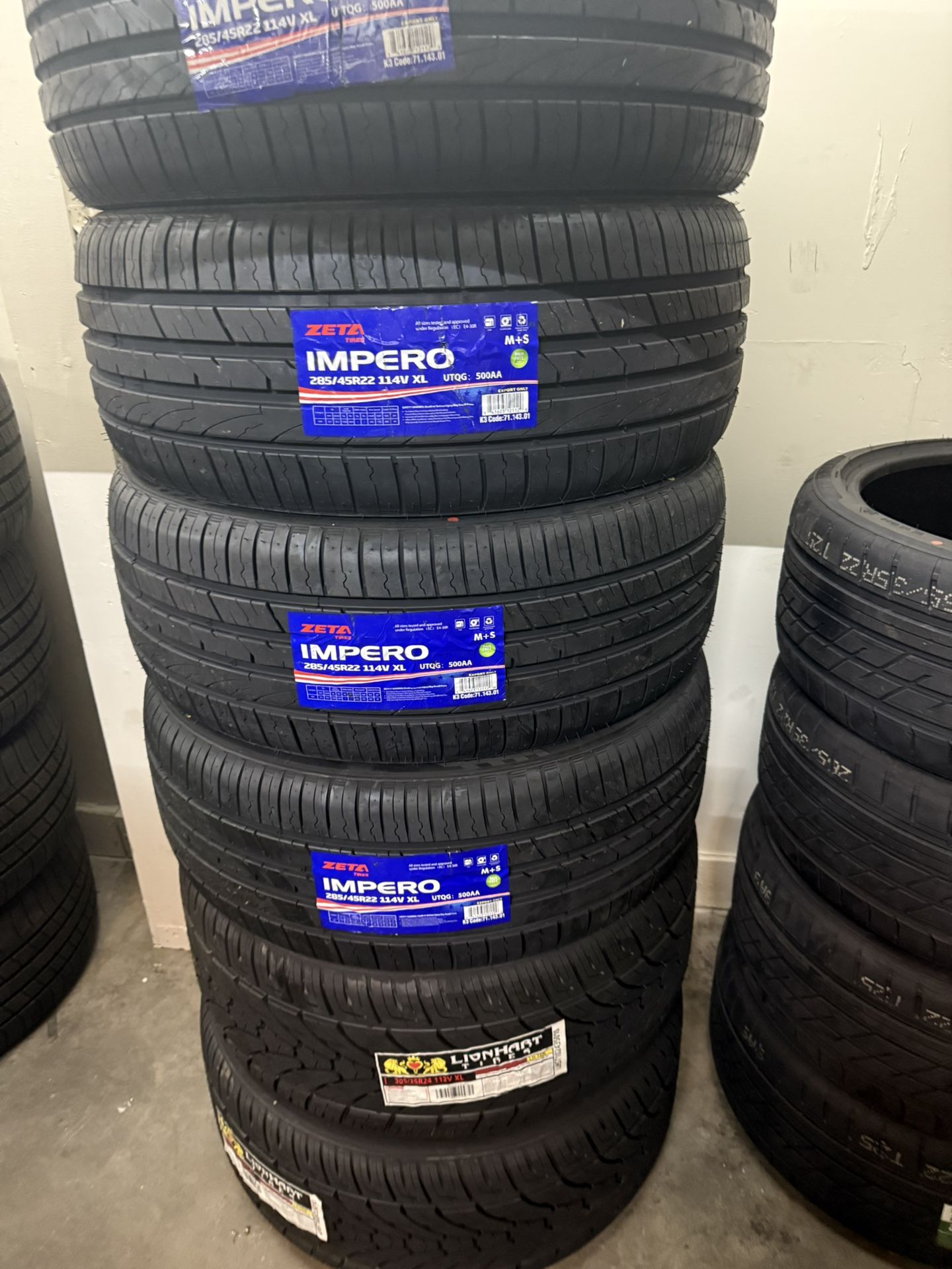 BRAND NEW TIRES 285/45r22 ZETA ALL SEASON FOR SALE SET OF 4 TIRES $545 WITH INSTALLATION AND BALANCING