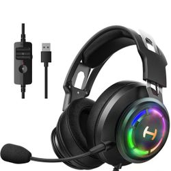 Edifier 7.1 Hi-Res Sound PC Gaming Headset Weird USB Over-Ear Headphone Noise Cancelling Mic RGB Light for PC PS4 Laptop Mac Desktop