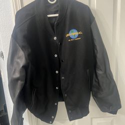 Vintage Universal Studios MCA Wool Leather Bomber Jacket XL Men Black90’s